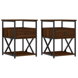 Berkfield Bedside Cabinets 2 Pcs Brown Oak 40X42X55 Cm Engineered Wood - thumbnail 2