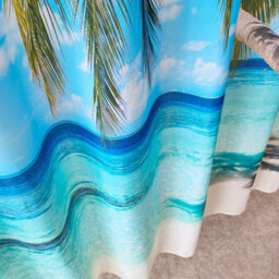 Neel Blue Shower Curtain With Hooks, Bathroom Polyester Curtain 180Cm X 200Cm - thumbnail 6