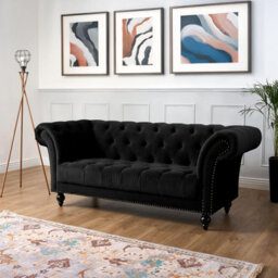 Bravich Cambridge Chesterfield 2 & 3 Seater Sofa Set - Velvet Black - thumbnail 6