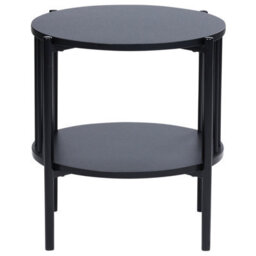 Wyld and Coco Novahome Round 40Cm Black Mdf Side Table With Shelf, Mid-Century Style, Matt Finish - thumbnail 3
