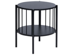 Wyld and Coco Novahome Round 40Cm Black Mdf Side Table With Shelf, Mid-Century Style, Matt Finish - thumbnail 1