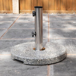 Samuel Alexander 15Kg Round Granite Garden Parasol Or Umbrella Base Weight Stainless Steel Pole