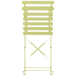 Wyld And Coco Lime Green 3 Piece Metal Folding Slatted Bistro Set - 2 Chairs And Table, Compact Balcony Furniture - thumbnail 7