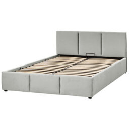 Beliani Ottoman Bed Velvet Bousse 160 X 200 Cm (Eu King Size) Light Grey - thumbnail 4
