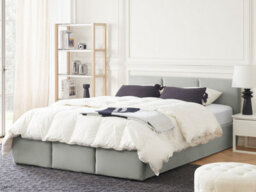 Beliani Ottoman Bed Velvet Bousse 160 X 200 Cm (Eu King Size) Light Grey - thumbnail 2