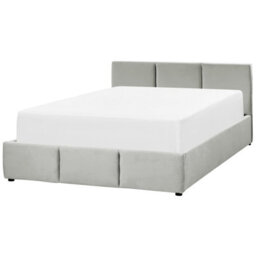 Beliani Ottoman Bed Velvet Bousse 160 X 200 Cm (Eu King Size) Light Grey - thumbnail 5