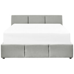 Beliani Ottoman Bed Velvet Bousse 160 X 200 Cm (Eu King Size) Light Grey - thumbnail 6
