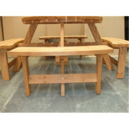 Marlborough 8 Seat Round Picnic Bench / Pub Garden Table Treated Autumn Gold - thumbnail 5
