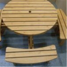 Marlborough 8 Seat Round Picnic Bench / Pub Garden Table Treated Autumn Gold - thumbnail 3