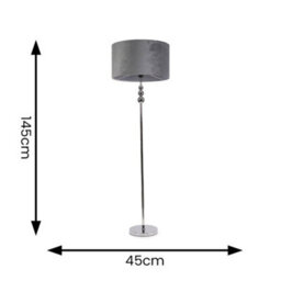 Valuelights Marissa Chrome Stacked Ball Floor Lamp With Grey Velvet Shade - thumbnail 7