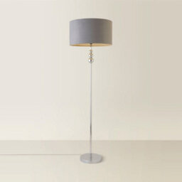 Valuelights Marissa Chrome Stacked Ball Floor Lamp With Grey Velvet Shade - thumbnail 6