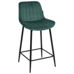 Wyld And Coco Velveten Emerald Bar Chairs Set Of 2, Armless, Matte Black Steel Legs - thumbnail 4