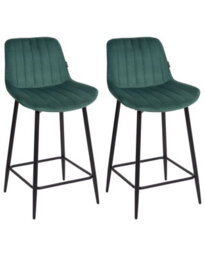 Wyld And Coco Velveten Emerald Bar Chairs Set Of 2, Armless, Matte Black Steel Legs - thumbnail 3