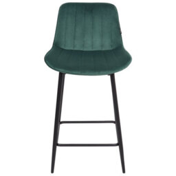 Wyld And Coco Velveten Emerald Bar Chairs Set Of 2, Armless, Matte Black Steel Legs - thumbnail 1
