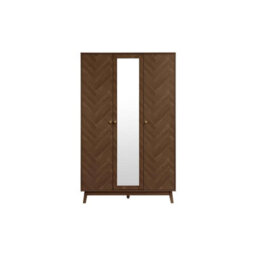 3 Door Walnut Wardrobe With Mirror Birlea Herringford Chevron Parquet - thumbnail 6