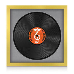 "16X16"" Gold Modern Vinyl Record Frame With Mid Grey Mount For 12 Inch Lp Disc - Ak Frames" - thumbnail 1