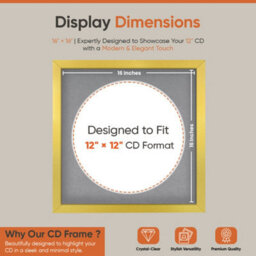 "16X16"" Gold Modern Vinyl Record Frame With Mid Grey Mount For 12 Inch Lp Disc - Ak Frames" - thumbnail 2