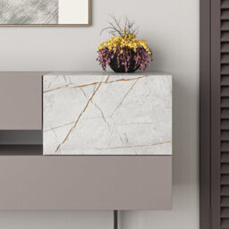 Decortie Eros Console Sideboard Cabinet Display Unit Mocha Grey Gold Marble Effect - thumbnail 5