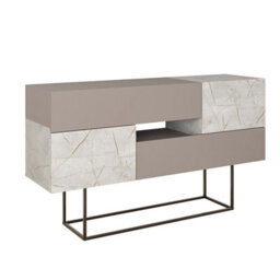 Decortie Eros Console Sideboard Cabinet Display Unit Mocha Grey Gold Marble Effect - thumbnail 2