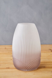 Orsina Small Grey Ombre Glass Vase, Ribbed Glass Vase, Textured Modern Vase, Chic Flower Vase, Grey Glass Vase - thumbnail 3