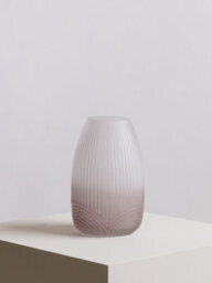 Orsina Small Grey Ombre Glass Vase, Ribbed Glass Vase, Textured Modern Vase, Chic Flower Vase, Grey Glass Vase - thumbnail 5