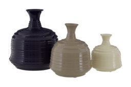 Orsina Contemporary Cream Small Ribbed Ceramic Vase, Durable Floral Vase, Easily Maintained Stoneware Flower Vase - thumbnail 3