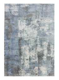 Blue Viscose Easy To Clean Abstract Handmade , Luxurious , Modern Rug For Living Room, Bedroom - 240Cm X 340Cm - thumbnail 6