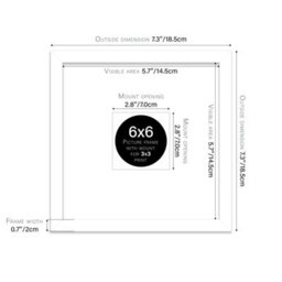 "6X6"" White Picture Frame - 6X6"" Square Frame With 3X3"" Mount For 6X6""/3X3"" Pictures Art Deco Style Wall Art, 1 Pack" - thumbnail 2