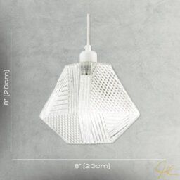 Happy Homewares Moulded Clear Glass Pendant Light Shade With Dimples And Etched Lines - thumbnail 7