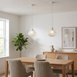 Happy Homewares Moulded Clear Glass Pendant Light Shade With Dimples And Etched Lines - thumbnail 6