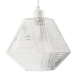 Happy Homewares Moulded Clear Glass Pendant Light Shade With Dimples And Etched Lines - thumbnail 5