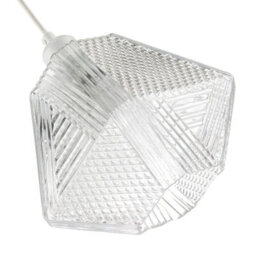 Happy Homewares Moulded Clear Glass Pendant Light Shade With Dimples And Etched Lines - thumbnail 4