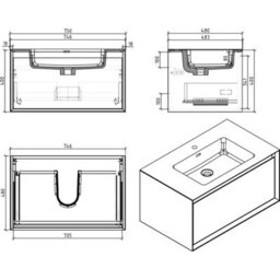 Plum&clay Declan White & Oak Wall Mounted Vanity Unit With White Countertop Set (W)750mm (H)400mm - thumbnail 3