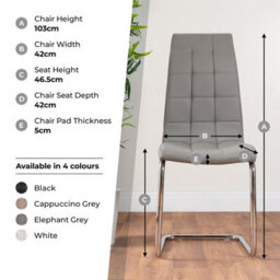 Furniturebox Uk 6 Seater Dining Set - Enna White Glass & Chrome Extendable Dining Table & Chairs - 6 Grey Leather Murano Chairs - thumbnail 9