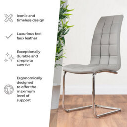 Furniturebox Uk 6 Seater Dining Set - Enna White Glass & Chrome Extendable Dining Table & Chairs - 6 Grey Leather Murano Chairs - thumbnail 8