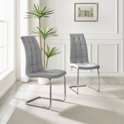 Furniturebox Uk 6 Seater Dining Set - Enna White Glass & Chrome Extendable Dining Table & Chairs - 6 Grey Leather Murano Chairs - thumbnail 5