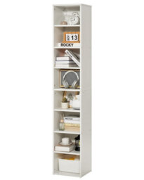 Vevor 8 Tiers Narrow Bookshelf, 71 In Wooden Tall Open Bookcase With Height-Adjustable Shelf, Freestanding Display - thumbnail 1