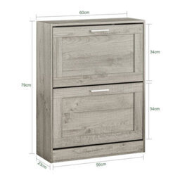 Sobuy Fsr137-Hg, Shoe Cabinet Shoe Rack Shoe Storage Cupboard Organizer Unit, Grey,w59.5Xd23Xh79.5 - thumbnail 3