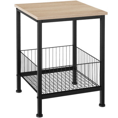 Tectake Bedside Table Grimsby - Industrial Style, With Mesh Basket, 40 X 40 X 55.5 Cm - Industrial Wood Light, Oak Sonoma - image 1
