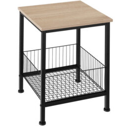 Tectake Bedside Table Grimsby - Industrial Style, With Mesh Basket, 40 X 40 X 55.5 Cm - Industrial Wood Light, Oak Sonoma - thumbnail 3
