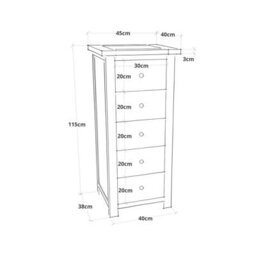 Cabinet Bits Maggiori 5 Drawer Narrow Chest Of Drawers Chrome Knob - thumbnail 8