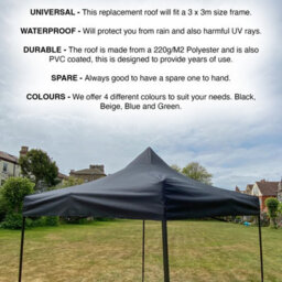 Woodside Replacement Gazebo Roof For 3Mx3M Frame, Heavy Duty, Waterproof, Black - thumbnail 4
