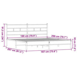 Berkfield Metal Bed Frame Without Mattress Brown Oak 180X200 Cm Super King - thumbnail 9