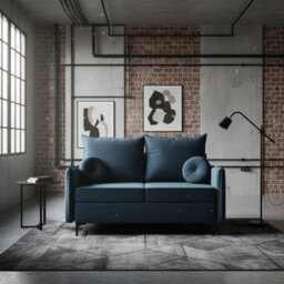 Leon Small Mdf Sofa Bed With Dl Fold Out Bonell Springs Metal Legs Storage Living Room 145X94X101Cm Blue - thumbnail 1