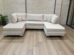 Plush Velvet U Shape Cream Sofa Fullback
