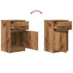 Berkfield Bedside Cabinet Old Wood 39X35X65 Cm Engineered Wood - thumbnail 9