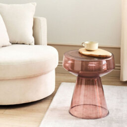 Beliani Home Oval Transparent Red Glass Side/end Table 37 X 37 X 43 Cm - thumbnail 2