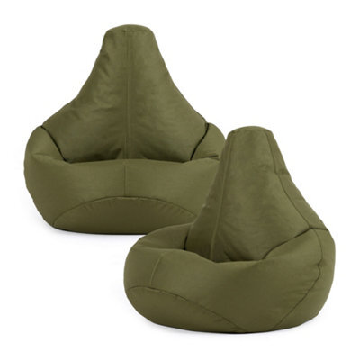 icon Kids Recliner Beanbag Indoor And Outdoor Khaki Set Of 2 - image 1