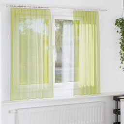 Berkfield Durable Voile Curtains With Rod Pockets 2 Pcs Apple Green - thumbnail 2