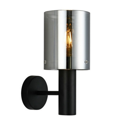 Luminosa Lighting Luminosa Modern Wall Lamp Black 1 Light With Smoky Shade, E27